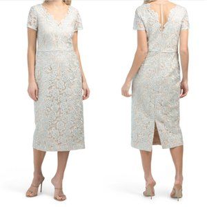 JS COLLECTIONS Illusion Lace V-neck Gown